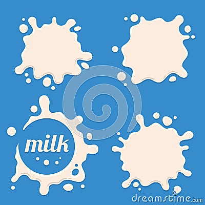Milk, yogurt or cream splash blot vector set Vector Illustration