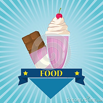 Milkshake and chocolate bar Vector Illustration