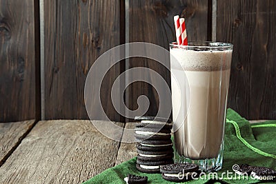 Milkshake (chocolate smoothie) with cookies Stock Photo