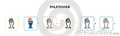 Milkshake vector icon in 6 different modern styles. Black, two colored milkshake icons designed in filled, outline, line and Vector Illustration