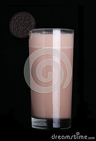 Milkshakes chocolate flavor ice cream isolated on black Stock Photo