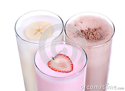 Milkshakes chocolate flavor ice cream set collection Stock Photo