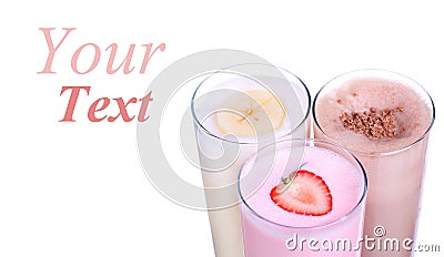 Milkshakes chocolate flavor ice cream set collection isolated Stock Photo