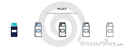 Milky icon in different style vector illustration. two colored and black milky vector icons designed in filled, outline, line and Vector Illustration