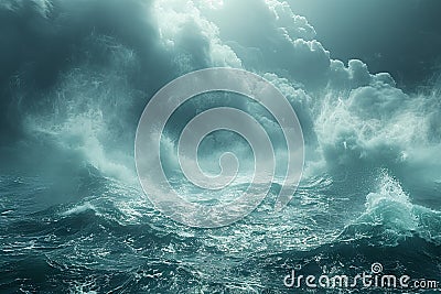 milky over the sea, in the style of pictorial space, dreamlike. Generative AI Stock Photo