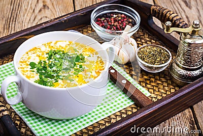 Milky vegetable diet soup Stock Photo