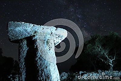Milky Way above Ancient Ruins Stock Photo