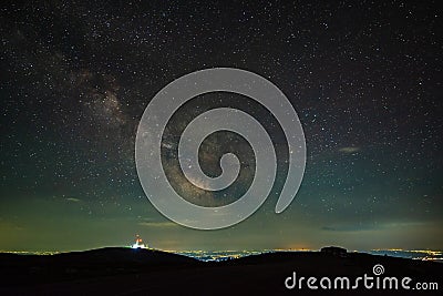 Milky way above a gsm tower Stock Photo