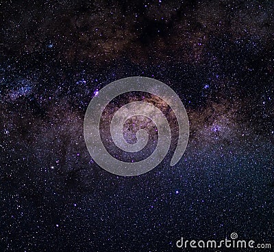 The Milky Way captured from the Southern Hemisphere, with details of its colorful core, outstandingly bright. Stock Photo