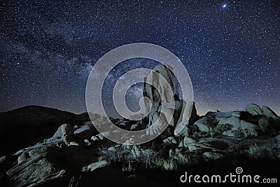 Milky Way Core in the Desert of Joshua Tree National Park Stock Photo