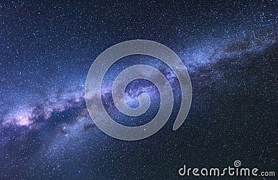 Milky Way. Fantastic night landscape with bright milky way Stock Photo