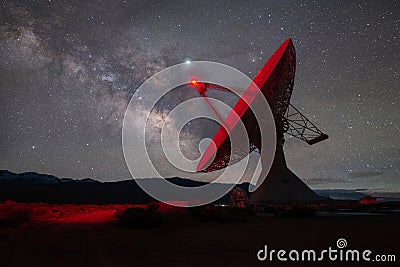 Radio Dish in alignment with the Milky Way Galaxy Stock Photo