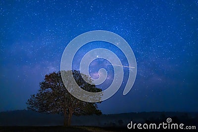 Milky Way Galaxy, Long exposure Photograph with grain. Star Study and Milky Way Astronomy at Thung kamang naturer park. Phu Khiao Stock Photo