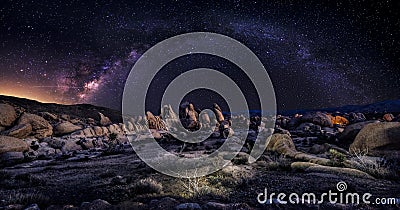 Milky Way Galaxy over the Desert Stock Photo