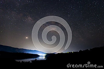 Milky way galaxy with stars and space dust in the universe, Long Stock Photo