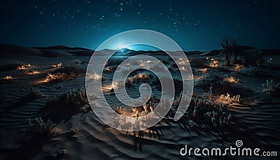 Milky Way illuminates tranquil sand dune landscape generated by AI Stock Photo