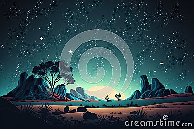 Milky way landscape. Starry night Stock Photo