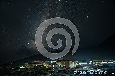 Milky way in Lobuche,Nepal.Everest base camp trek route in winter Stock Photo