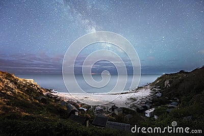 Milky Way over Church Ope Cove Stock Photo