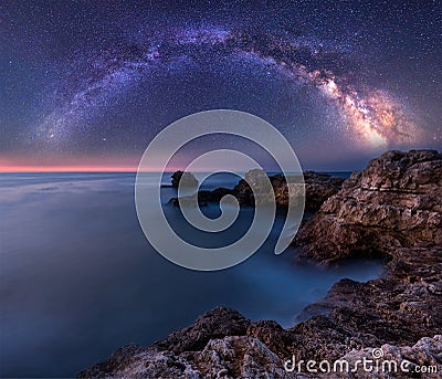 Milky Way over the sea Stock Photo