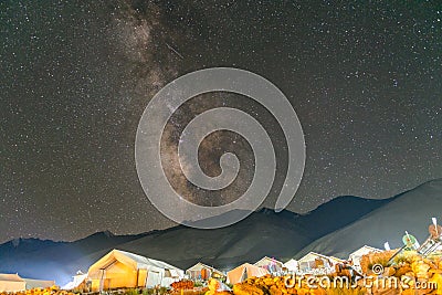 Milky way at Pangong Lake Camp Aug 2017 Stock Photo