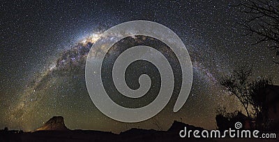 Milky way panorama Stock Photo