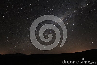 Milky way rising above the andean mountains, Argentina Stock Photo