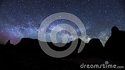 Milky Way Rising in Badlands National Park Stock Photo