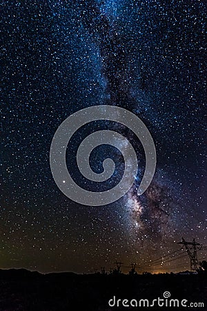 Milky Way Rising over Arizona Desert Stock Photo