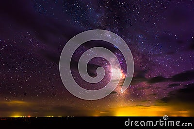 Milky Way Rising over Badlands National Park Stock Photo