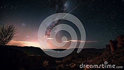 Milky Way shining above majestic African landscape generated by AI Stock Photo