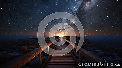 Milky Way and stars in a blue night sky on a dark background. With noise and texture, the universe is full with stars Stock Photo