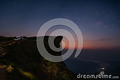 The milky way before sunrise at Chiang rai, Thailand Stock Photo