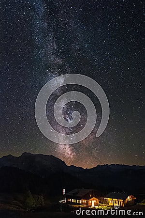 Milkyway over the Gotzenalm near Koenigssee,Bavaria Stock Photo