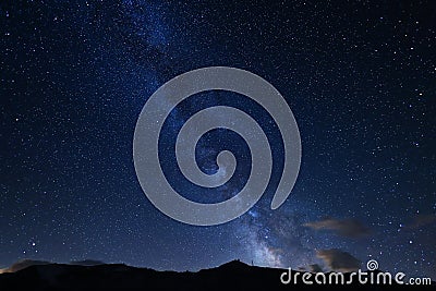 Milkyway over the Swiss Alps mountain at summer midnight, Stock Photo
