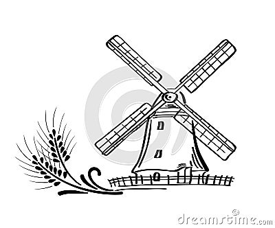 Mill Vector Illustration