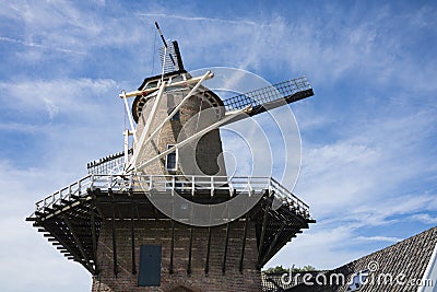 Mill called `Rijn en Lek`in Wijk Bij Duurstede, The Netherlands Stock Photo