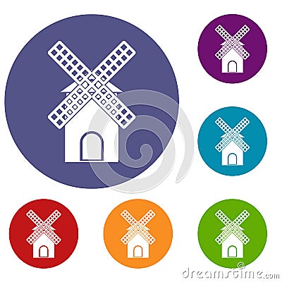 Mill icons set Vector Illustration