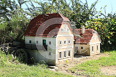 Mill in Minimodel of South Bohemian village Stock Photo