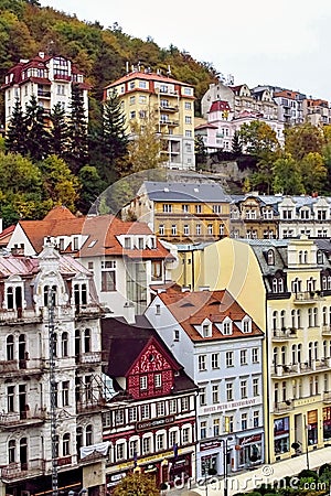 Mill street, Karlovy Vary, Czech Republic Editorial Stock Photo