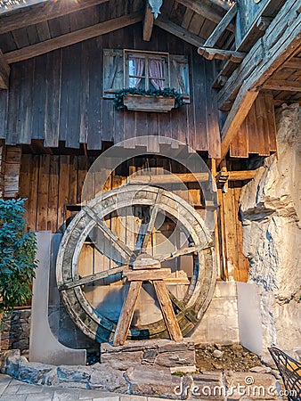 Mill wheel in Trofana Tyrol Editorial Stock Photo