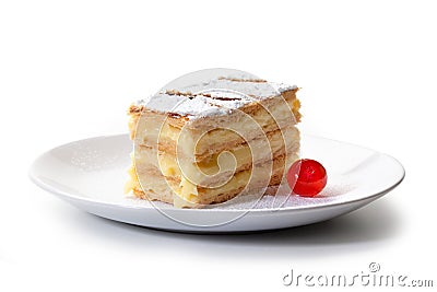 Millefoglie - Mille-feuille isolated on white Stock Photo