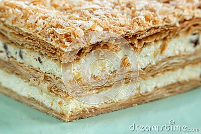 Millefoglie or mille-feuille pastry, closeup Stock Photo