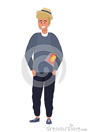 Millenial student young smiling isolated Vector Illustration