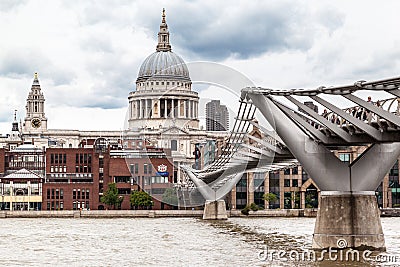Millenium Bridge Saint Paul London Editorial Stock Photo