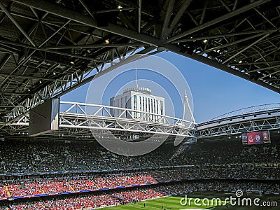 The Millenium Stadium with it`s roof open in Cardiff Editorial Stock Photo