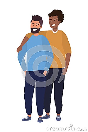 Millennial couple together hanging out Vector Illustration