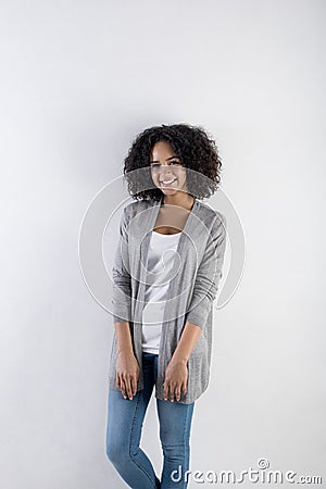 Millennial female model with afro hairstyle Stock Photo