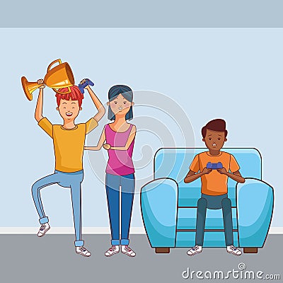 Millennial people gaming party Vector Illustration