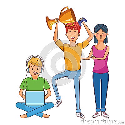 Millennial people gaming party Vector Illustration